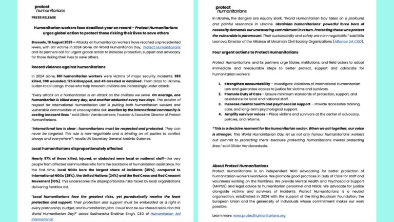World Humanitarian Day – Protect Humanitarians Press Release